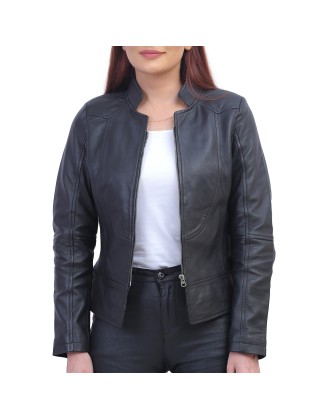 Womens Black Biker Leather Jacket
