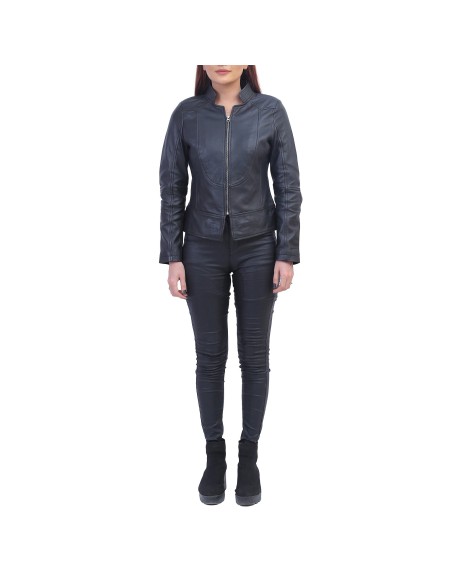 Womens Black Biker Leather Jacket
