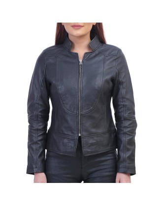 Womens Black Biker Leather Jacket
