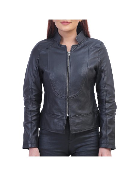 Womens Black Biker Leather Jacket
