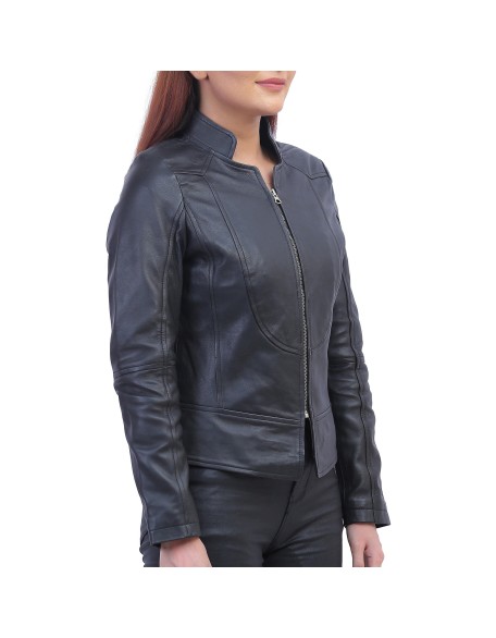 Womens Black Biker Leather Jacket
