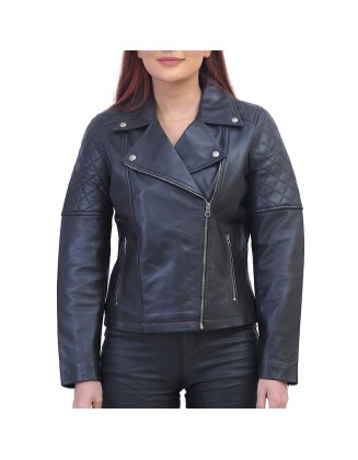 Womens Asymmetric Black Quilted Jacket
