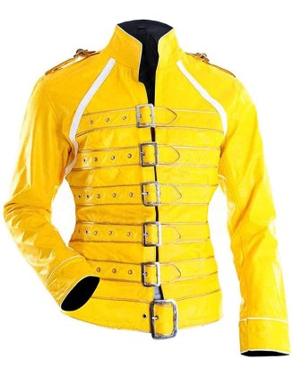 Freddie Mercury Concert Yellow Women Leather Jacket
