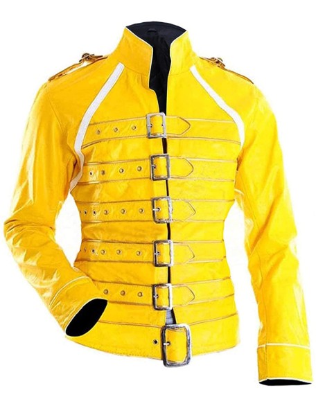 Freddie Mercury Concert Yellow Women Leather Jacket
