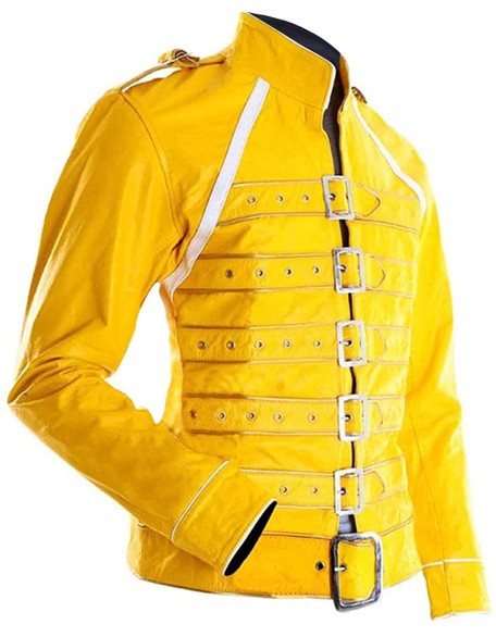 Freddie Mercury Concert Yellow Women Leather Jacket
