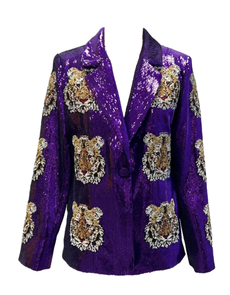 Kim Mulkey Purple Sequin Blazer
