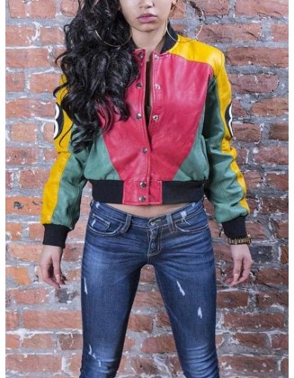 Women's 8 Ball Pool Leather Bomber Jacket
