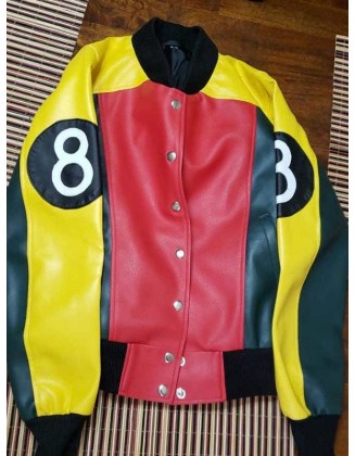 Women's 8 Ball Pool Leather Bomber Jacket
