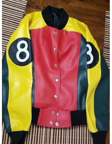 Women's 8 Ball Pool Leather Bomber Jacket
