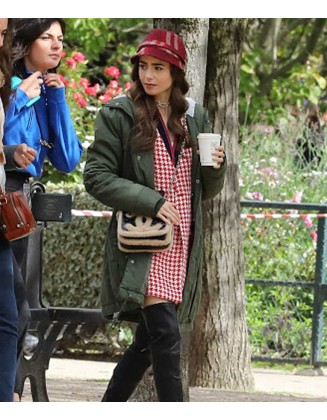 Emily In Paris Lily Collins Green Hooded Jacket
