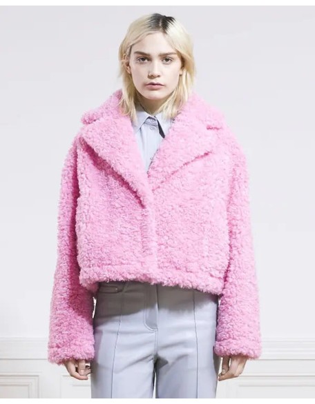 Wednesday 2022 Enid Sinclair Pink Shearling Jacket
