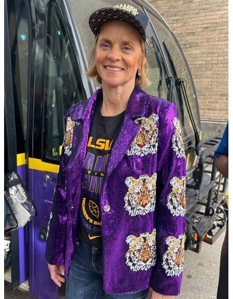 Kim Mulkey Purple Sequin Blazer
