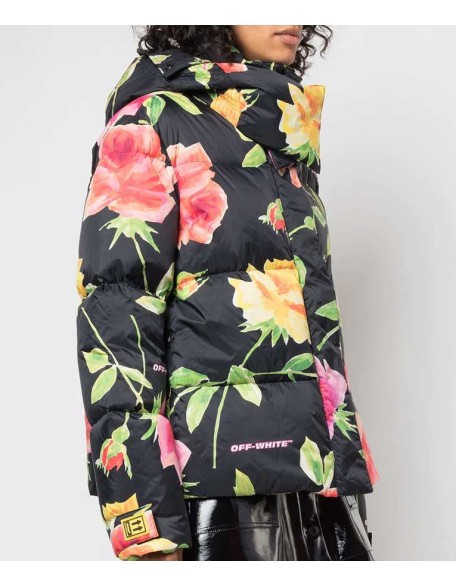 Lily Collins Emily In Paris Floral Puffer Jacket
