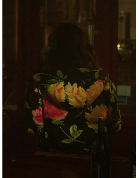 Lily Collins Emily In Paris Floral Puffer Jacket
