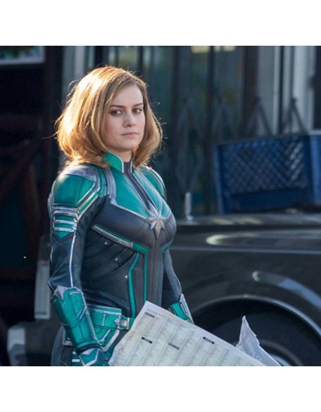 Captain Marvel Brie Larson Green Leather Jacket
