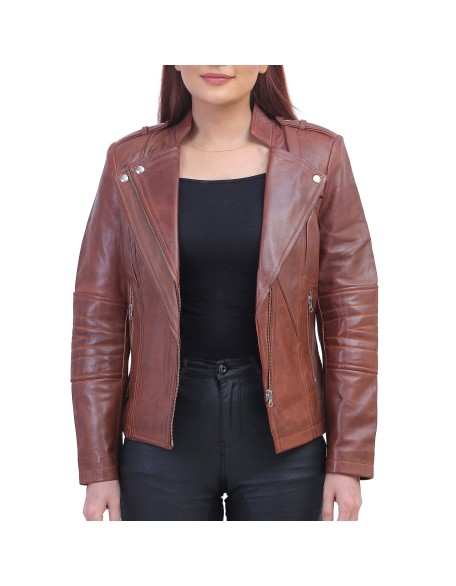 Women's Brown Asymmetrical Jacket
