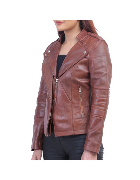 Women's Brown Asymmetrical Jacket
