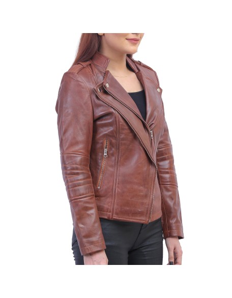 Women's Brown Asymmetrical Jacket
