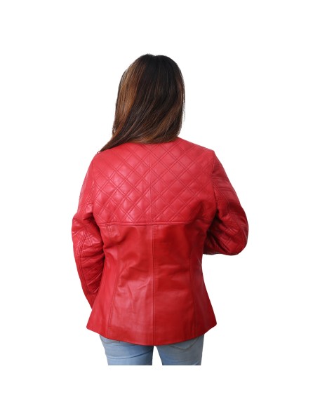 Women Motorcycle Quilted Valentines Red Jacket
