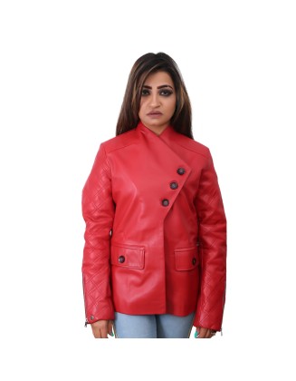 Women Motorcycle Quilted Valentines Red Jacket
