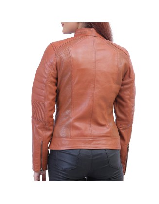 Womens Brown Cafe Racer Jacket
