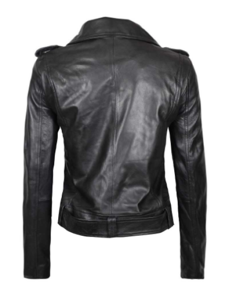 Arkansas Womens Motorcycle Black Asymmetrical Leather Jacket
