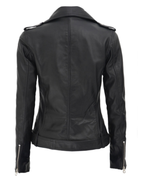 Marcella Asymmetrical Black Leather Jacket for Women
