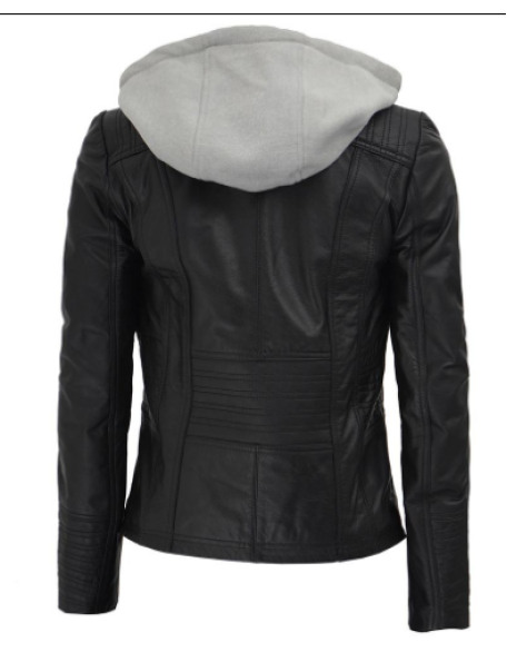 Lise Women's Black Leather Jacket With Hood
