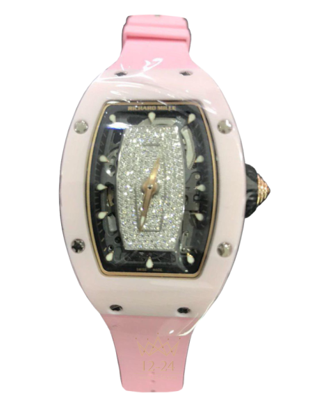 replica Richard Mille Women's Collection Womens Watch RM 07 Diamond Pave Pink Ceramic