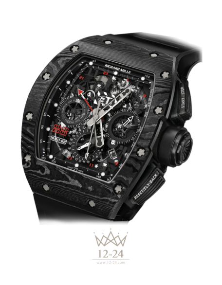 replica Richard Mille Limited Editions Mens Watch RM 11-02 Automatic Flyback Chronograph Dual Time Zone Jet Black