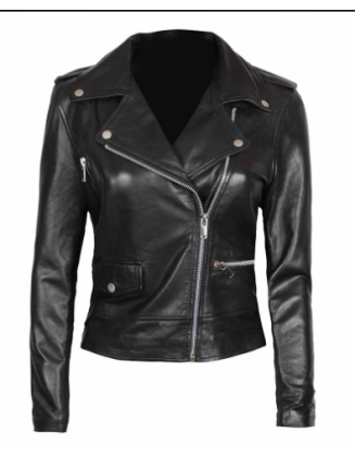 Amber Womens Black Leather Moto Jacket in Asymmetrical Style
