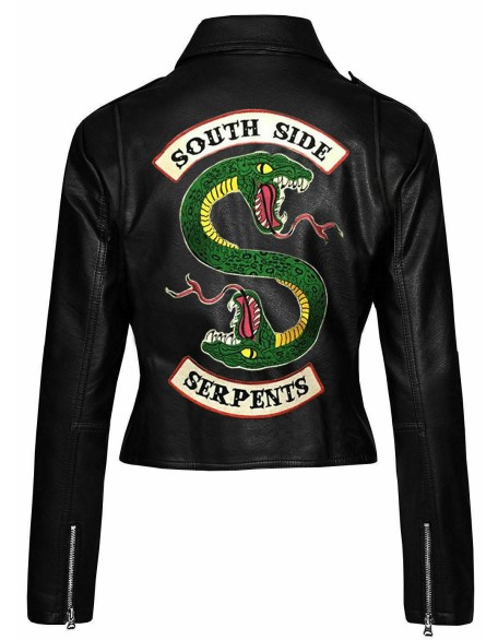 Women Southside Serpent Black Leather Jacket
